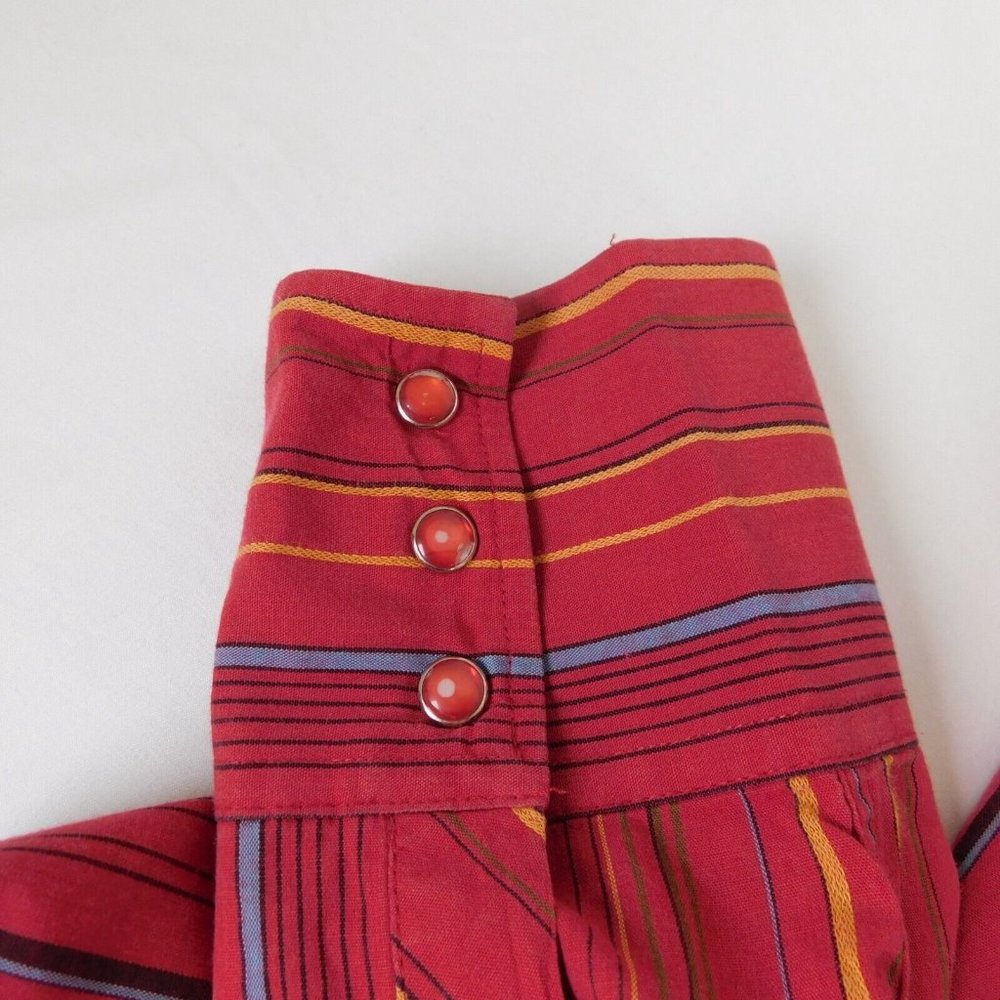 White Horse Pearl Snap Up Men Red with Stripes Shirt Western Rockabilly Size L - Picture 6 of 10